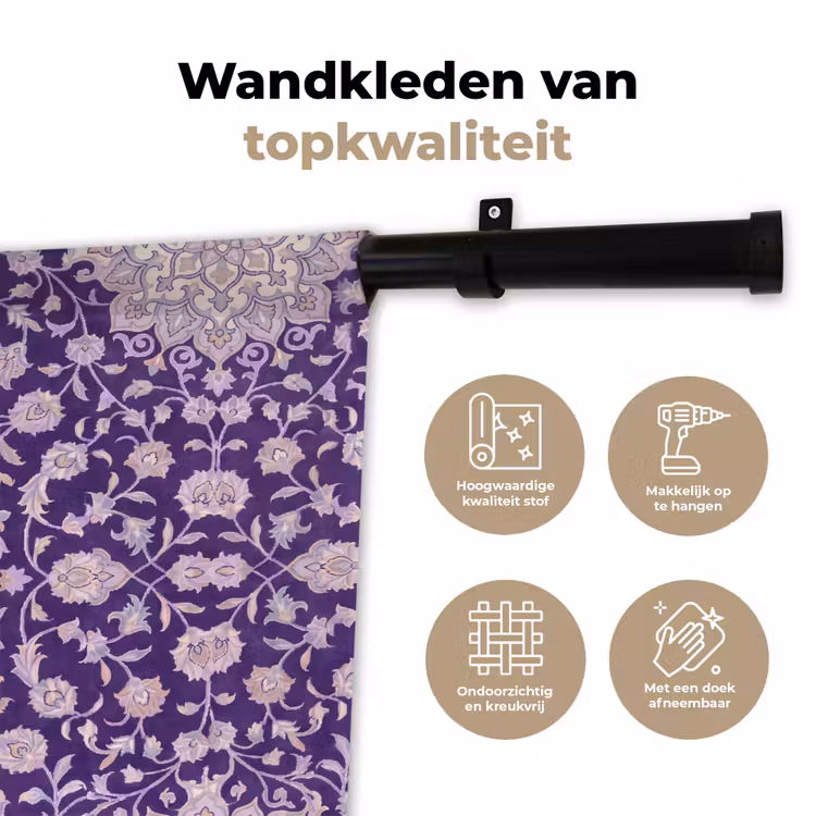 Wandkleed - Patroon - Medallion - Oosters - Paars - Decoratie — 3