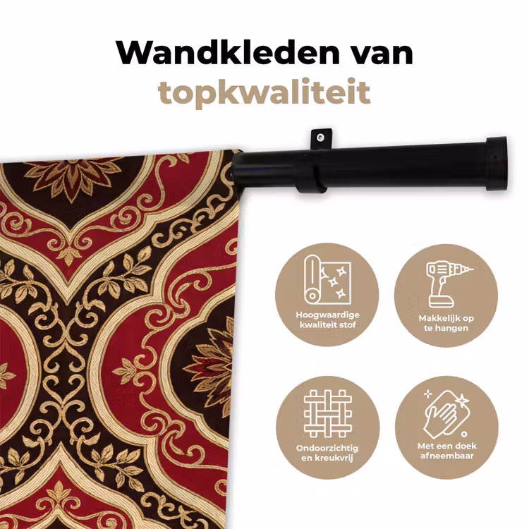 Wandkleed - Patroon - Ornament - Barok - Rood - Goud — 3