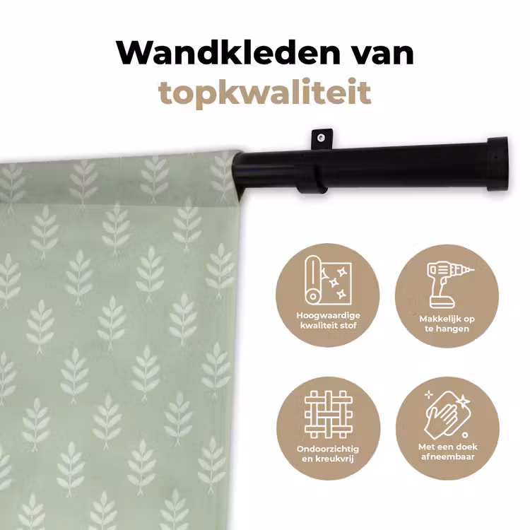 Wandkleed - Saliegroen - Botanisch - Takjes - Minimalistisch - Patroon — 3