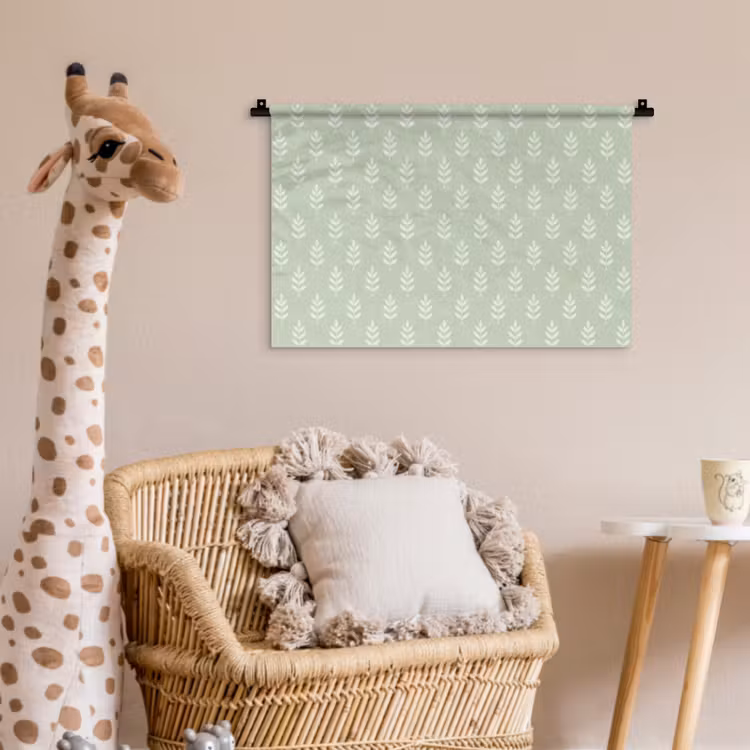 Wandkleed - Saliegroen - Botanisch - Takjes - Minimalistisch - Patroon — 5