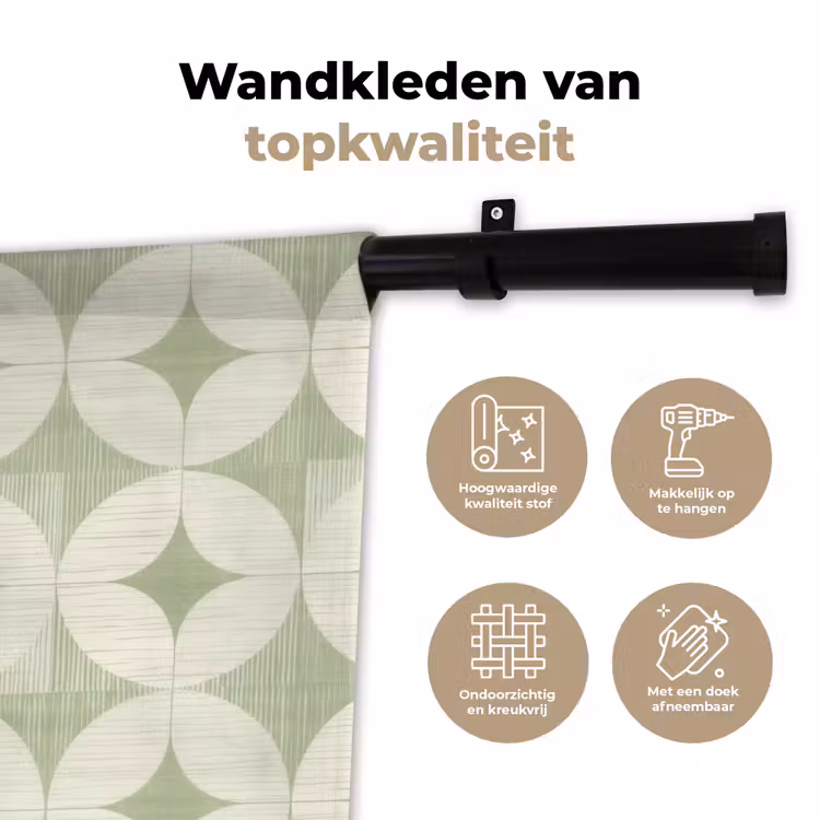 Wandkleed - Saliegroen - Geometrisch - Retro - Mid-Century - Patroon — 3