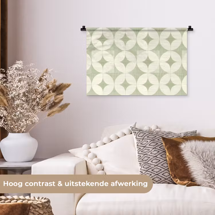 Wandkleed - Saliegroen - Geometrisch - Retro - Mid-Century - Patroon — 4