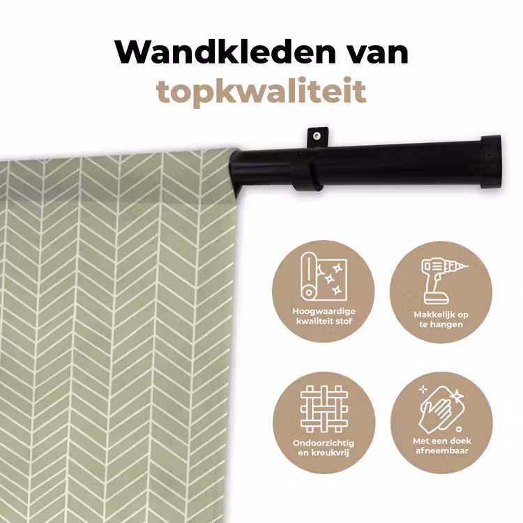 Wandkleed - Saliegroen - Visgraat - Geometrisch - Patroon — 3