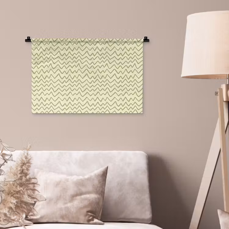 Wandkleed - Saliegroen - Zigzag - Handgetekend - Patroon — 2