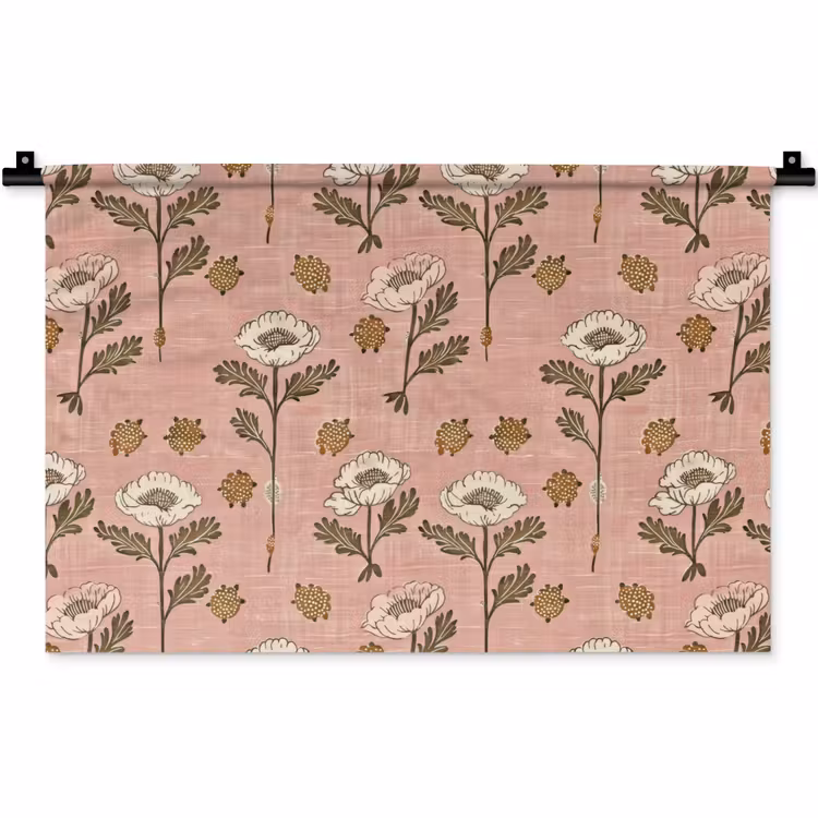 Wandkleed - Roze - Bloemen - Vintage - Textuur — 1