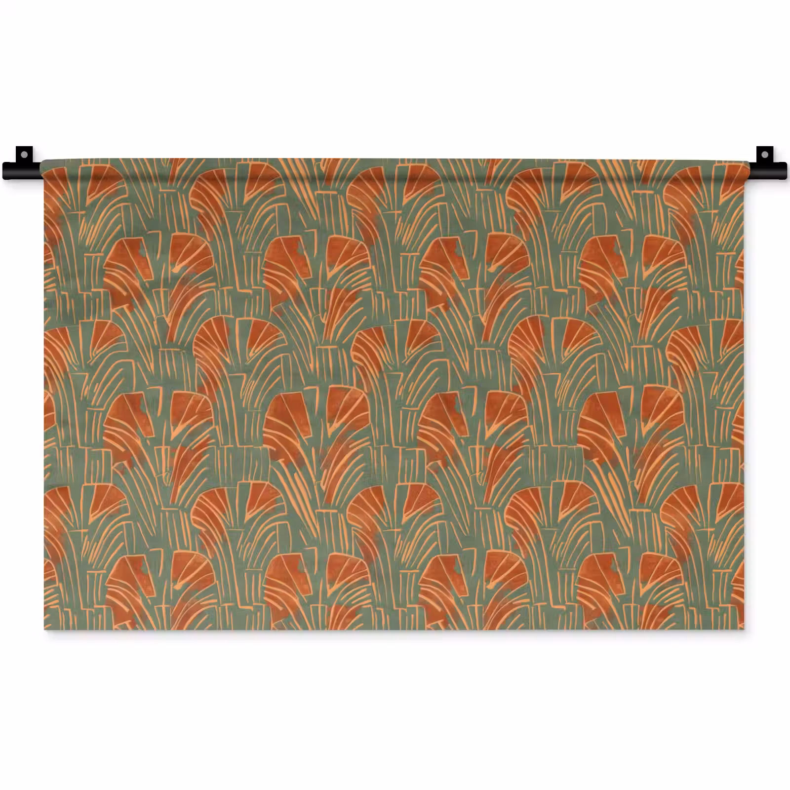 Wandkleed - Groen - Terracotta - Deco - Waaiers — 1
