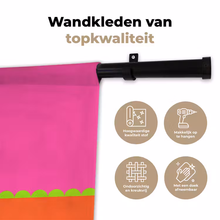 Wandkleed - Abstract - Geometrisch - Kleurblokken - Roze - Oranje — 3