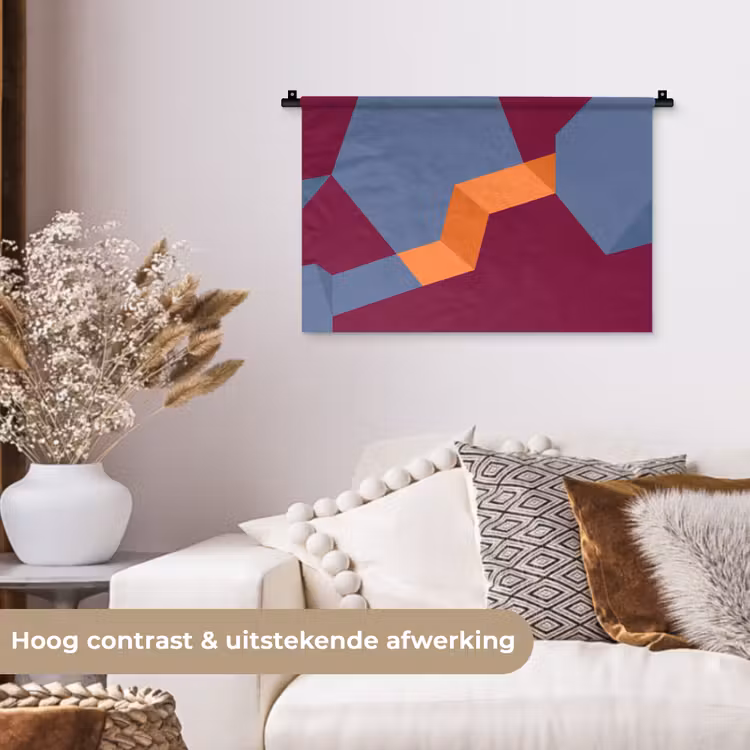 Wandkleed - Abstract - Vormen - Modern - Blauw - Oranje — 4