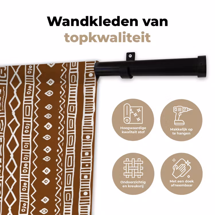 Wandkleed - Chocoladebruin - Etnisch - Tribaal - Patroon — 3