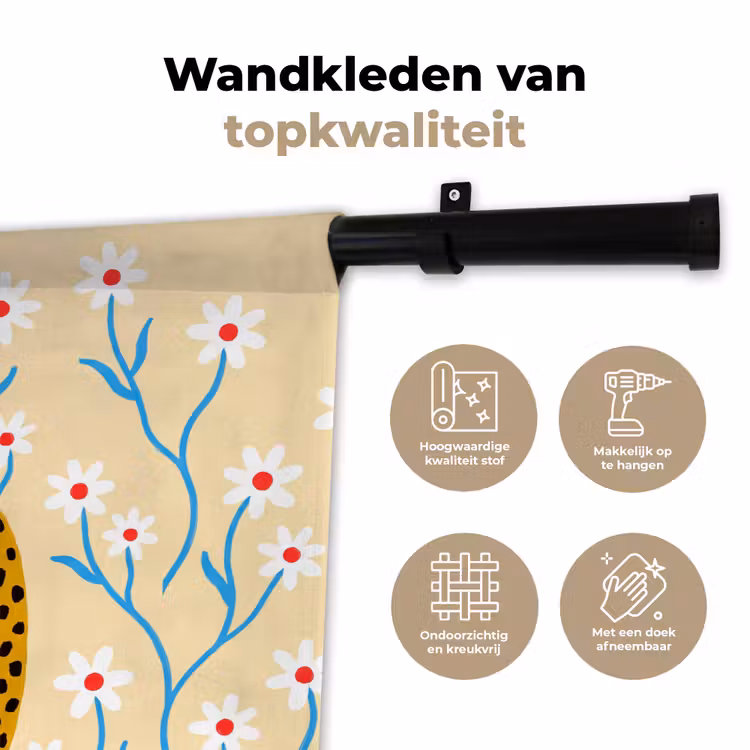 Wandkleed - Dieren - Jachtluipaard - Bloemen - Modern - Geel — 3