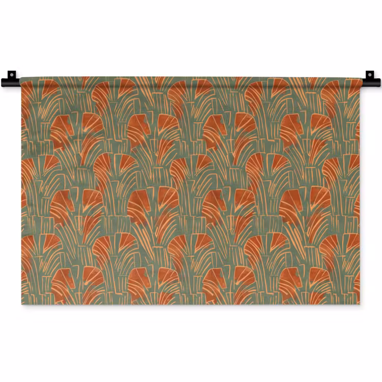 Wandkleed - Groen - Terracotta - Deco - Waaiers — 1