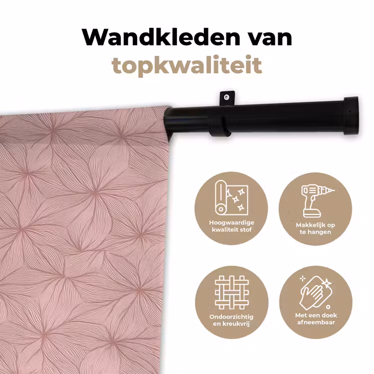 Wandkleed - oederroze - Bloemen - Reliëf - Textuur — 3