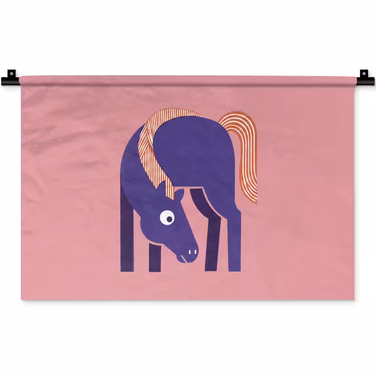 Wandkleed - Paard - Abstract - Dieren - Modern - Blauw — 1