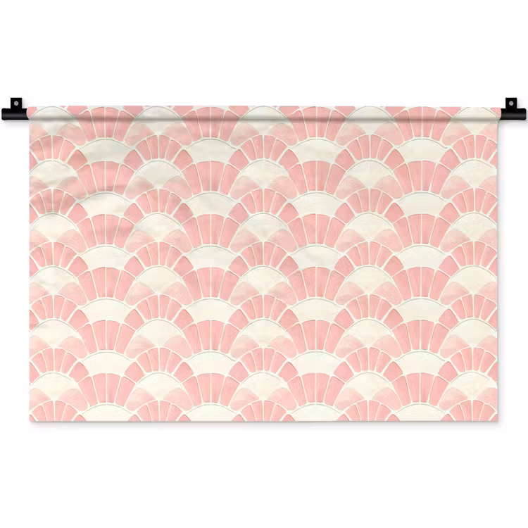 Wandkleed - Roze - Waaiers - Mozaïek - Patroon — 1