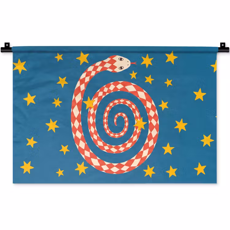 Wandkleed - Slang - Spiraal - Dieren - Illustratie - Rood — 1