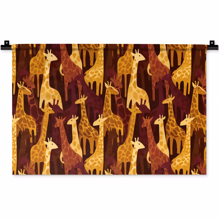 Wandkleed - Bruin - Giraffen - Safari - Patroon — 1