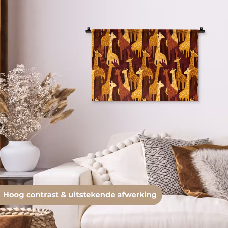 Wandkleed - Bruin - Giraffen - Safari - Patroon — 4