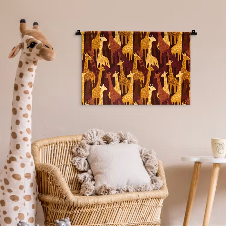 Wandkleed - Bruin - Giraffen - Safari - Patroon — 5