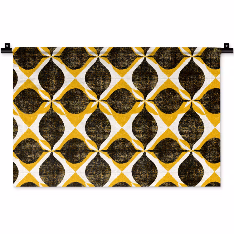 Wandkleed - Geel - Zwart - Geometrisch - Retro - Textuur — 1