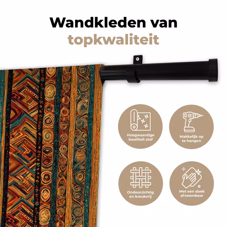 Wandkleed - Kleurrijk - Etnisch - Folkloristisch - Patroon — 3