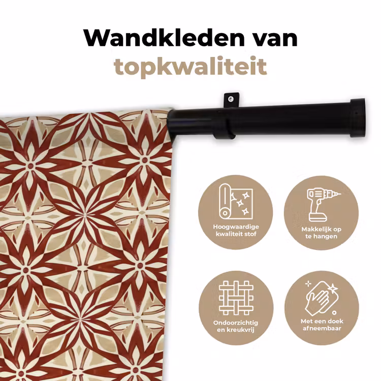 Wandkleed - Bordeauxrood - Geometrisch - Tegel - Patroon — 3
