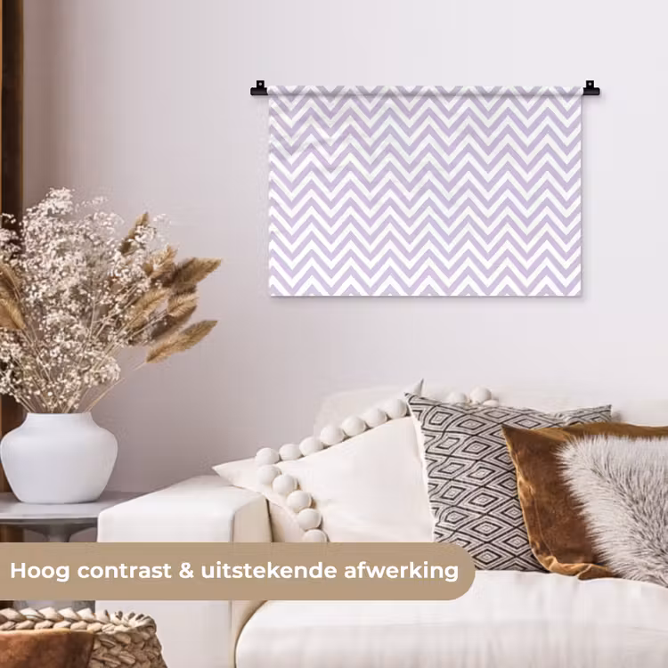 Wandkleed - Lila - Geometrisch - Chevron - Zigzag - Patroon — 4