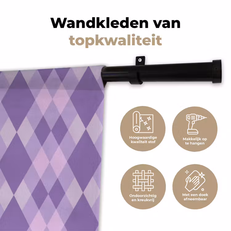 Wandkleed - Paars - Geometrisch - Ruiten - Argyle - Patroon — 3