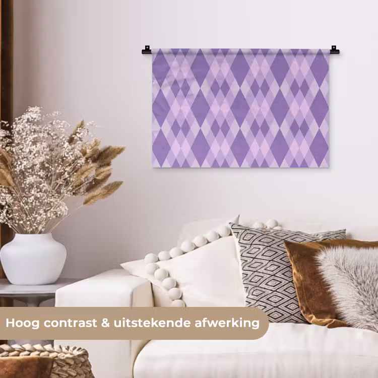Wandkleed - Paars - Geometrisch - Ruiten - Argyle - Patroon — 4
