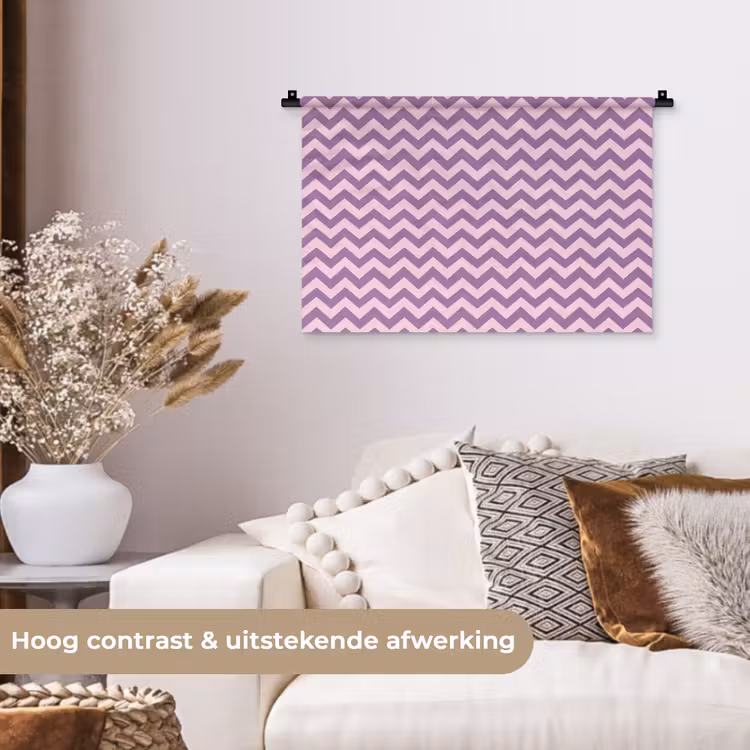 Wandkleed - Paars - Roze - Geometrisch - Chevron - Zigzag - Patroon — 4