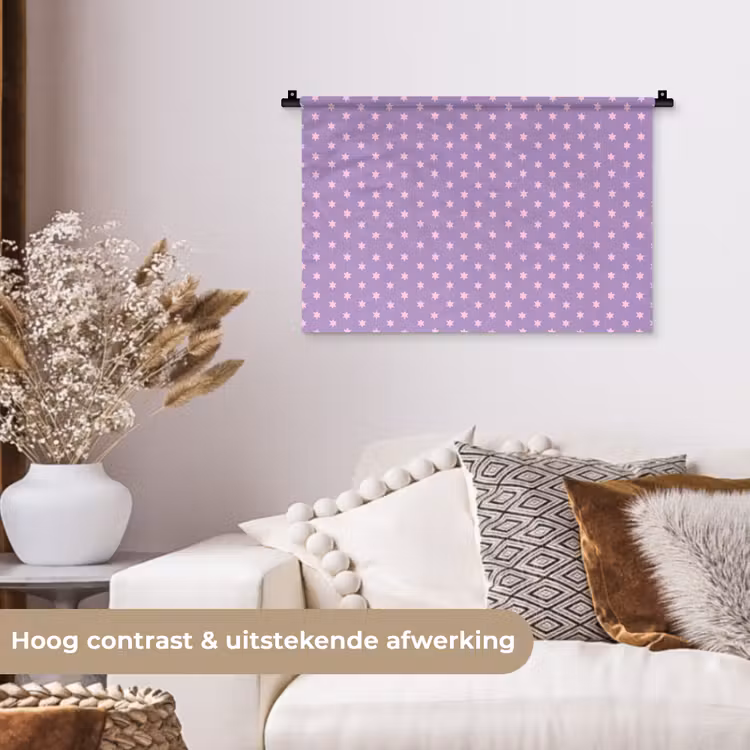 Wandkleed - Paars - Roze - Sterren - Geometrisch - Patroon — 4