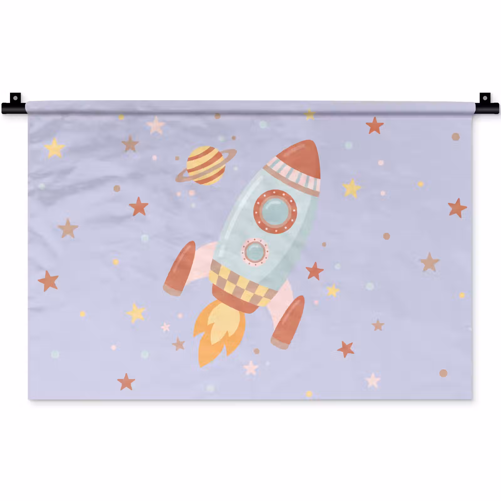 Wandkleed - Raket - Ruimte - Planeet - Illustratie — 1
