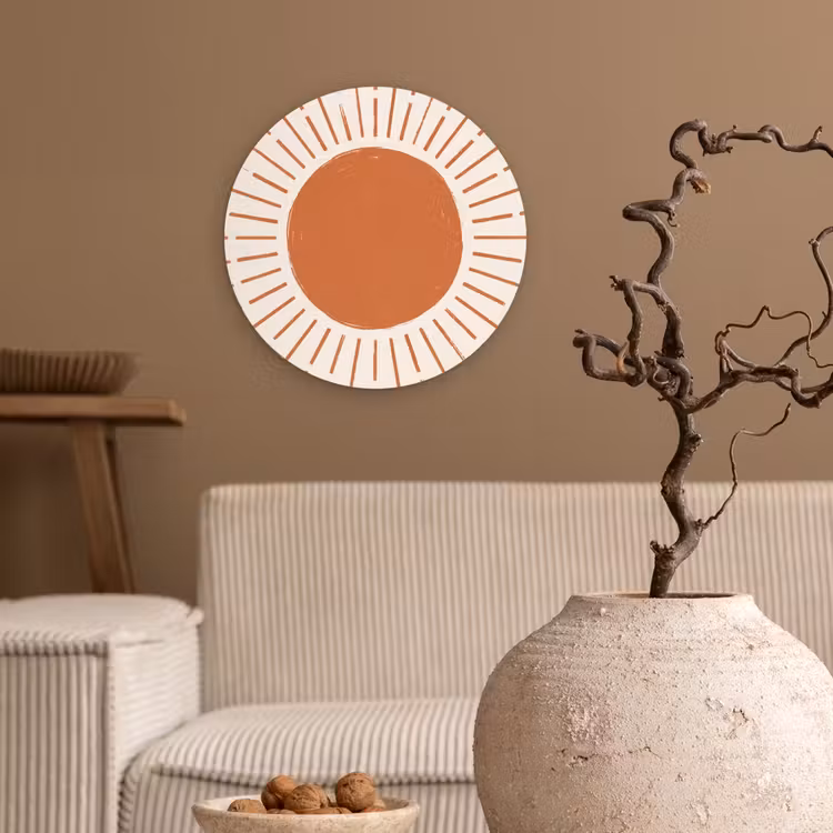 Wandcirkel - Glas - Zon - Stralen - Abstract - Terracotta - Modern — 2