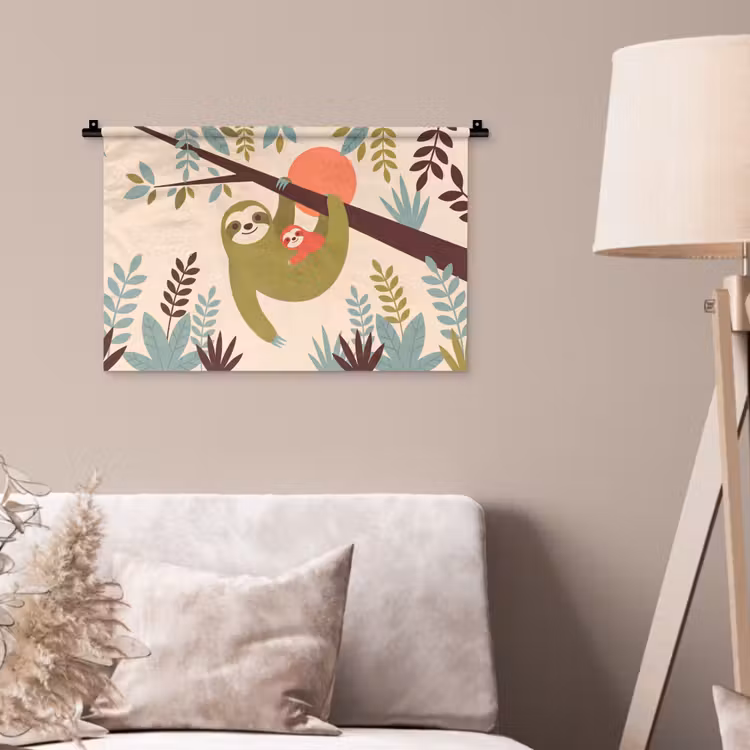 Wandkleed - Dieren - Moeder - Baby - Natuur - Groen — 2