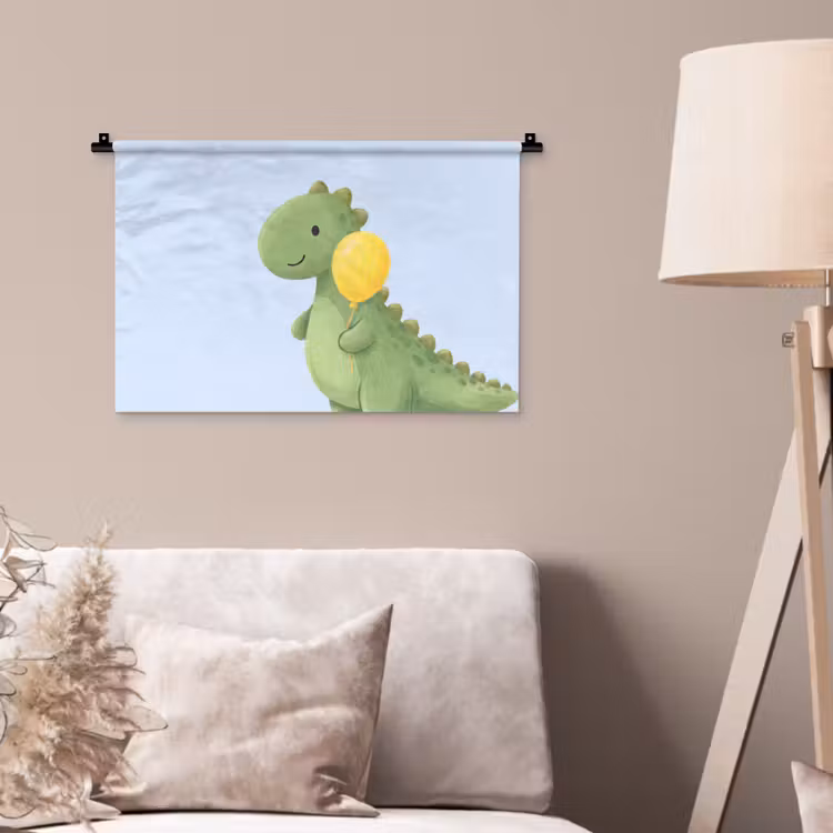 Wandkleed - Dinosaurus - Ballon - Kinderkamer - Illustratie - Groen — 2
