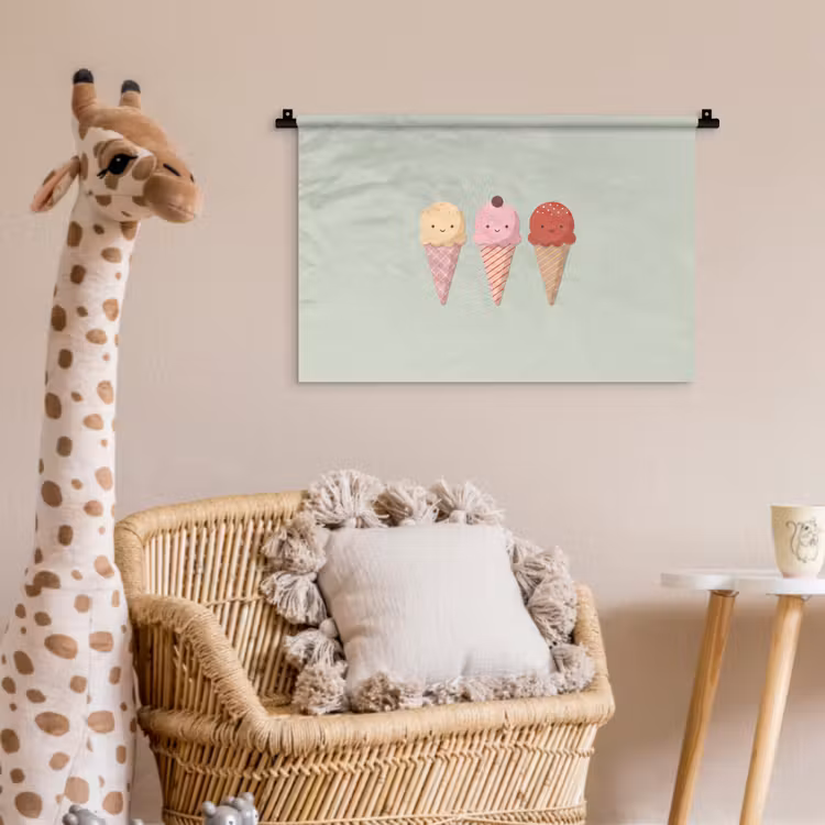 Wandkleed - IJs - Hoorntjes - Eten - Illustratie - Vrolijk — 5