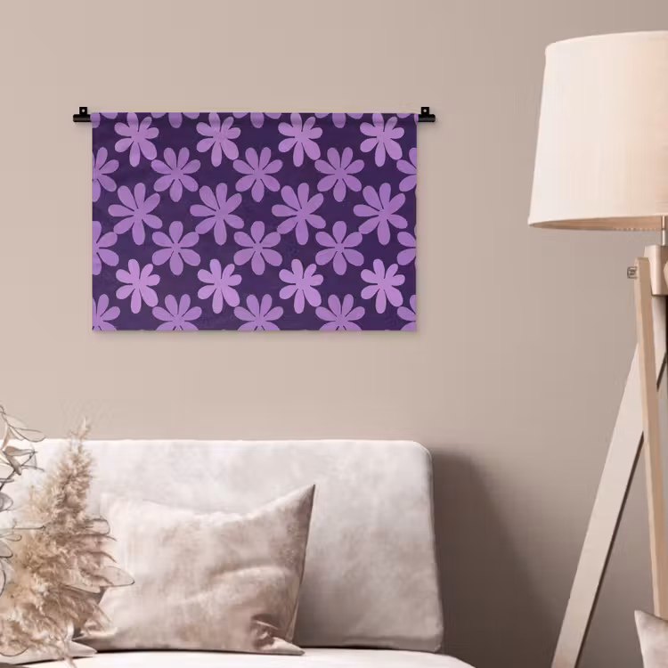 Wandkleed - Paars - Botanisch - Bloemen - Retro - Patroon — 2