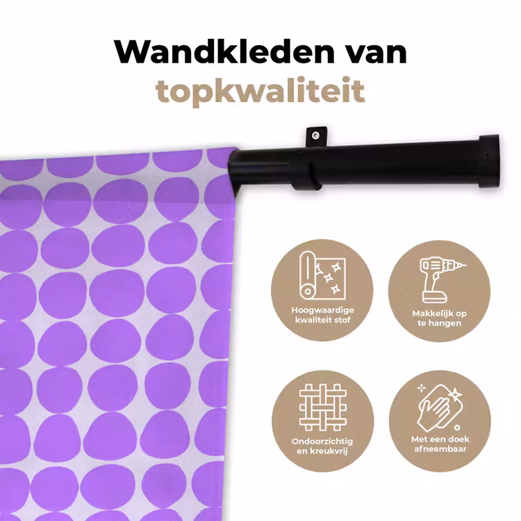 Wandkleed - Paars - Geometrisch - Stippen - Polka Dot - Patroon — 3