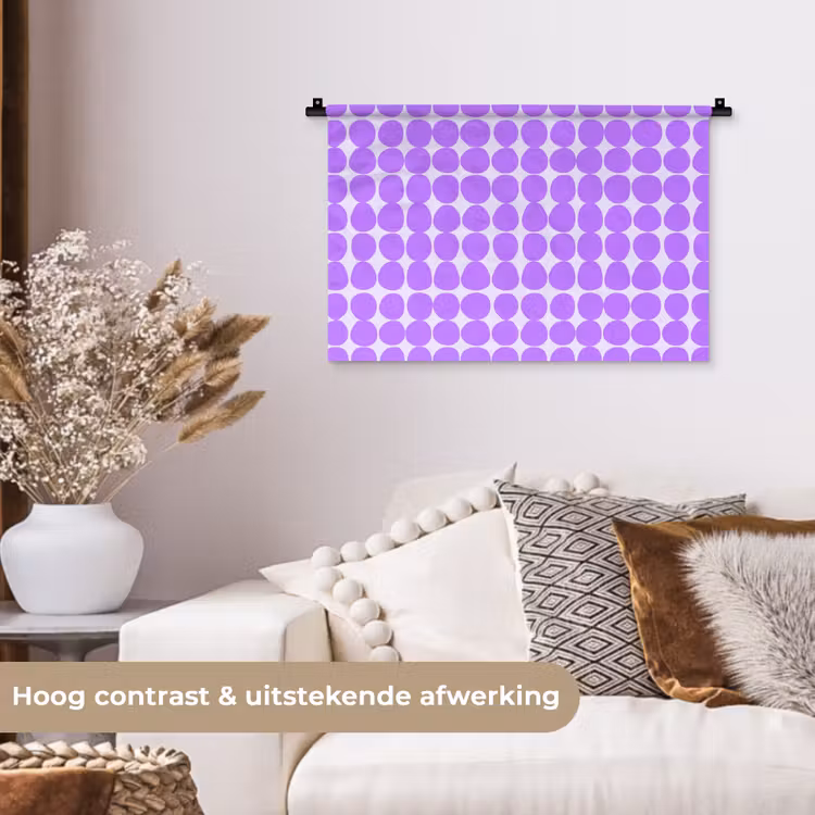 Wandkleed - Paars - Geometrisch - Stippen - Polka Dot - Patroon — 4