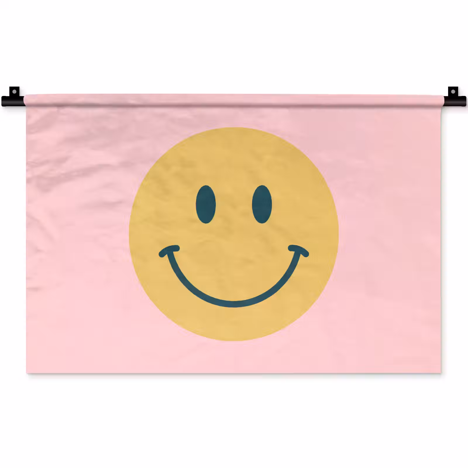 Wandkleed - Smiley - Geel - Roze - Symbool - Minimalistisch — 1