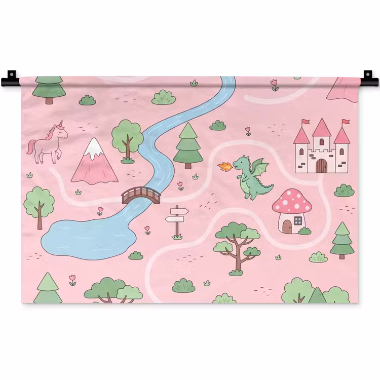 Wandkleed - Eenhoorn - Fantasie - Roze — 1