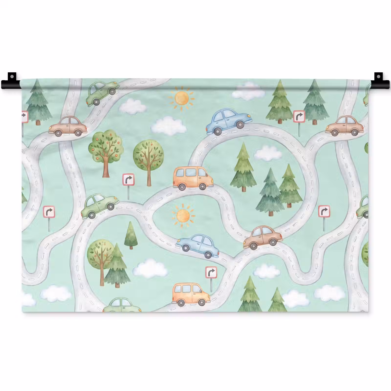 Wandkleed - Auto - Weg - Patroon — 1
