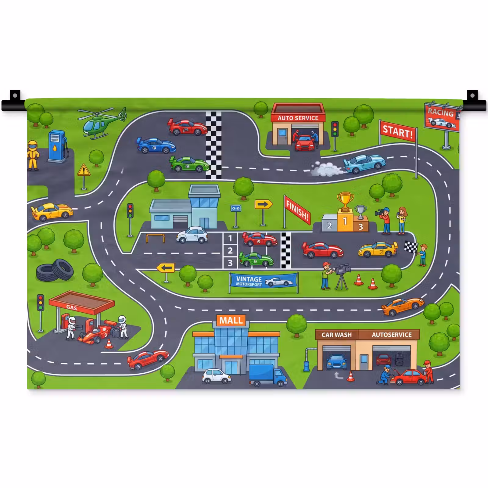 Wandkleed - Circuit - Auto - Cartoon — 1