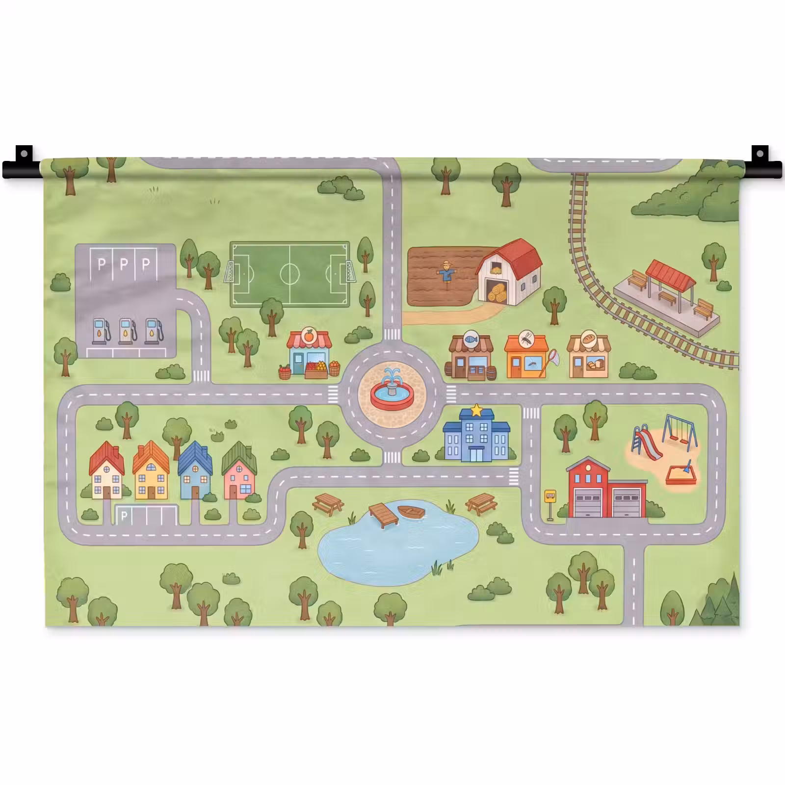 Wandkleed - Plattegrond - Dorp - Kind — 1