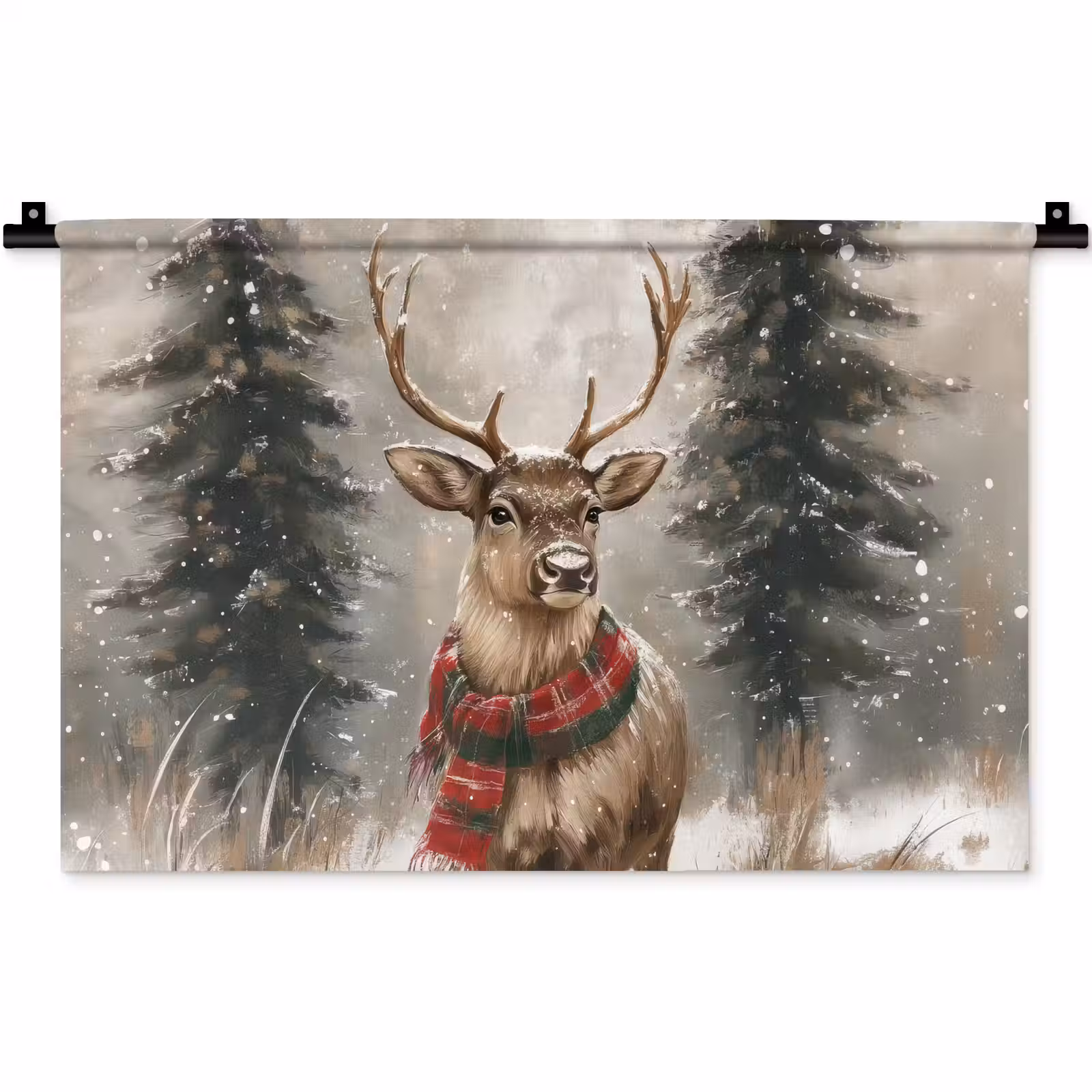Wandkleed - Winter - Bos - Rendier - Donker — 1