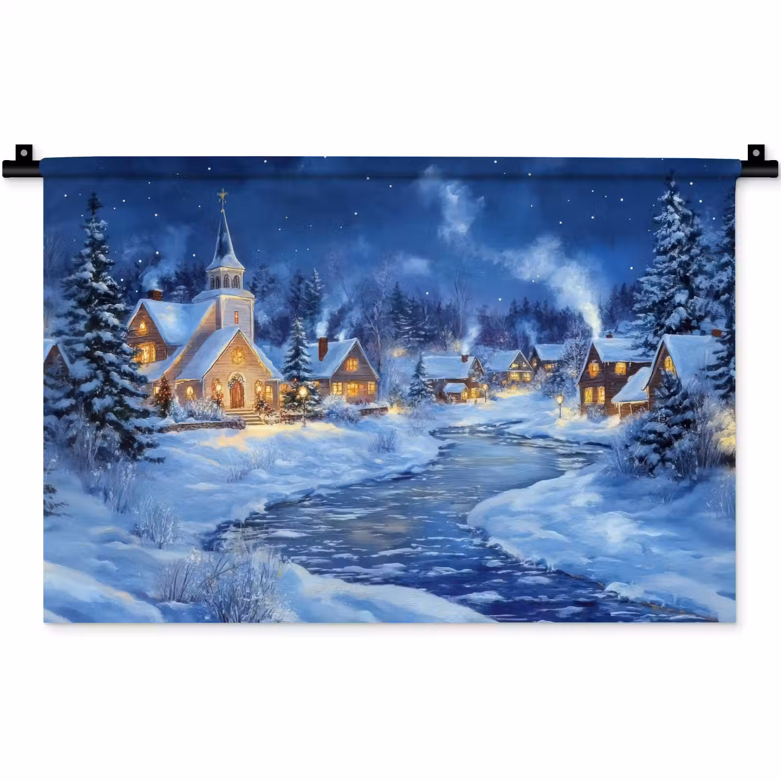 Wandkleed - Winteravond - Kerstdorp - Donker — 1