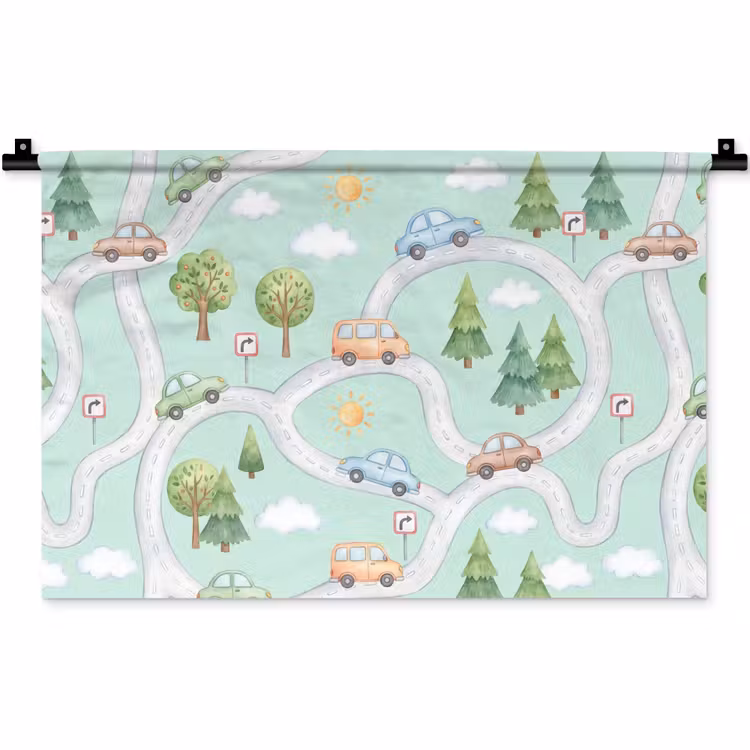 Wandkleed - Auto - Weg - Patroon — 1