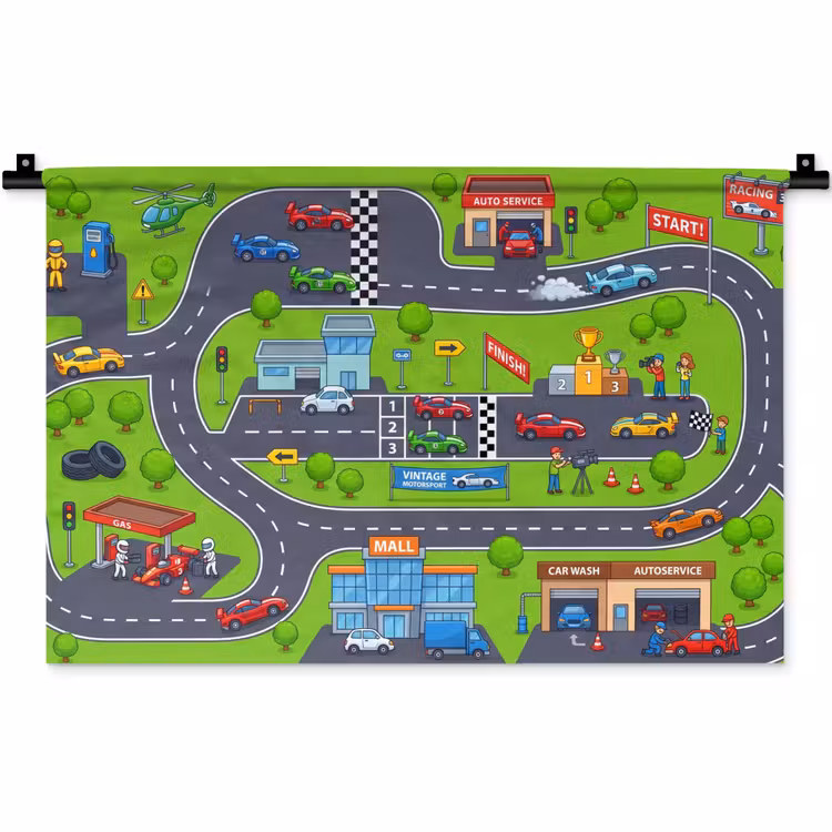 Wandkleed - Circuit - Auto - Cartoon — 1