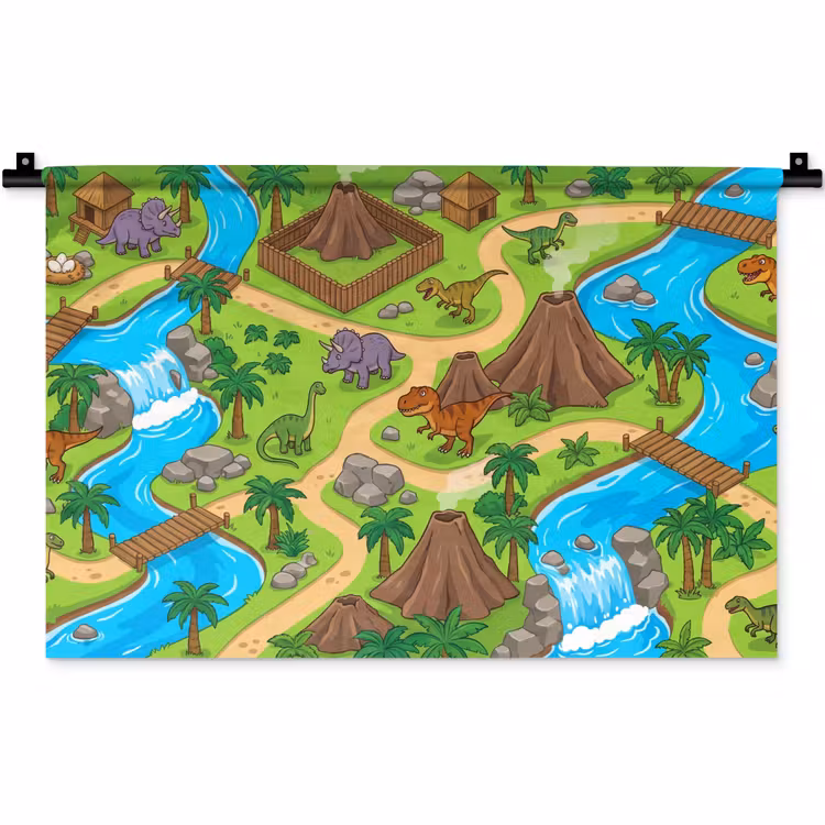Wandkleed - Dinosaurus - Landschap - Cartoon — 1