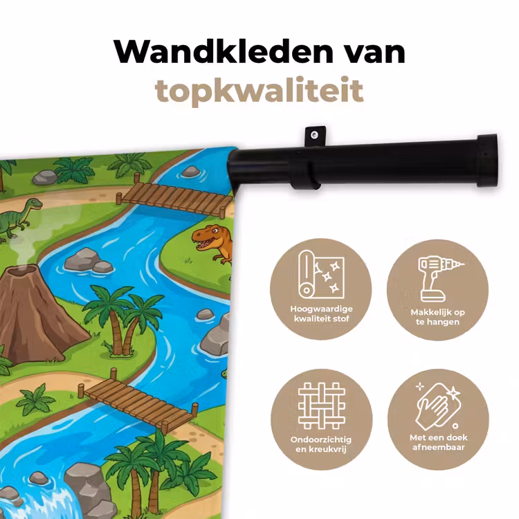 Wandkleed - Dinosaurus - Landschap - Cartoon — 3
