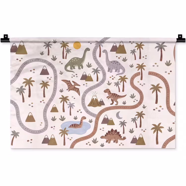 Wandkleed - Dinosaurus - Natuur - Speels — 1